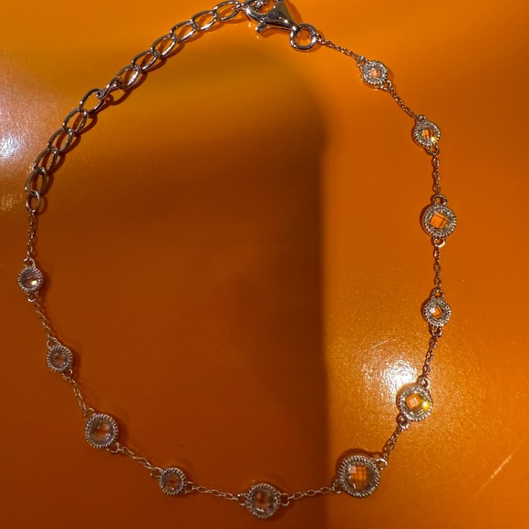 ELLE Sterling Silver Rhodium Plated Faceted Cubic Zirconia 11-CZ Bracelet 925 - Picture 2 of 12